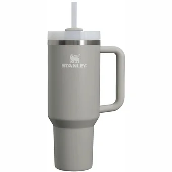 Termosi un termokrūzes Termokrūze ar salmiņu Stanley The Quencher H2.O FlowState Tumbler 1.18l Light Grey